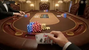 Giao diện bàn chơi 3D game bài Mậu Binh tại 89King với hiệu ứng chia bài chân thực.